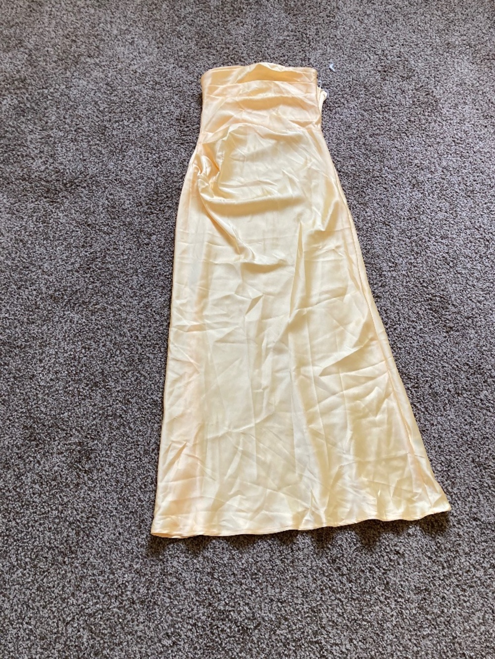 Yellow Satin Strapless dress